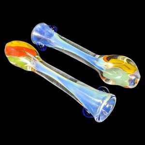 4" Gold Fumed Long Tower Colorful Concoction Chillum Hand Pipe - 2Ct [RKD18]